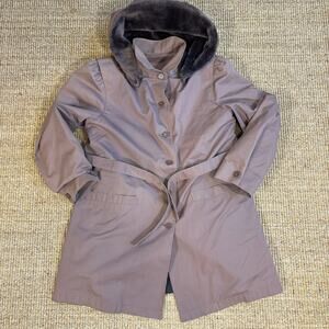 Vintage London Fog Rain Jacket w/ Zip In Faux Fur Liner Women's Lt Purple Size 8
